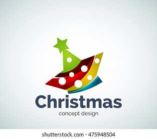Vector Christmas or New Year star decoration logo template, abstract business icon