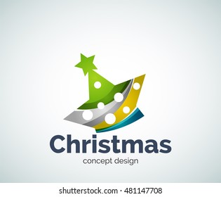 Vector Christmas or New Year star decoration logo template, abstract business icon