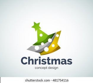 Vector Christmas or New Year star decoration logo template, abstract business icon