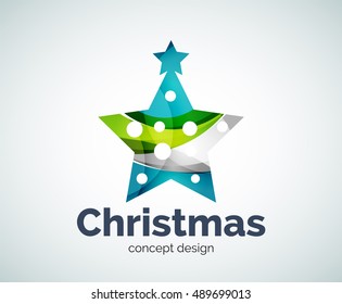 Vector Christmas or New Year star decoration logo template, abstract business icon