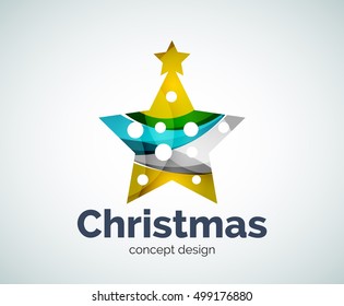 Vector Christmas or New Year star decoration logo template, abstract business icon
