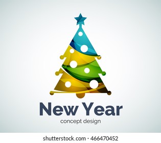 Plantilla de logotipo de vectores navideños o árboles de Año Nuevo, icono comercial abstracto