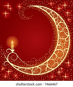 Vector Christmas & New-Year's card with a moon and a light