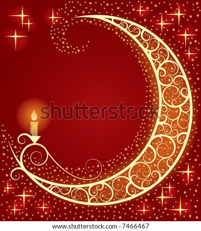 Vector Christmas & New-Year's card with a moon and a light