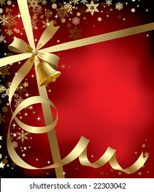 Weihnachten- und Neujahrsgrußhintergrund mit goldenem Band