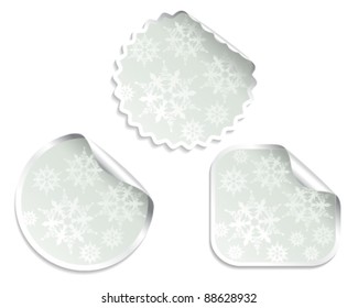 Vector Christmas offer stickers with snowflakes