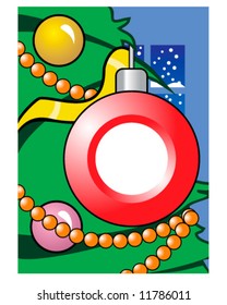 vector of Christmas ornament on tree with space for your picture or text