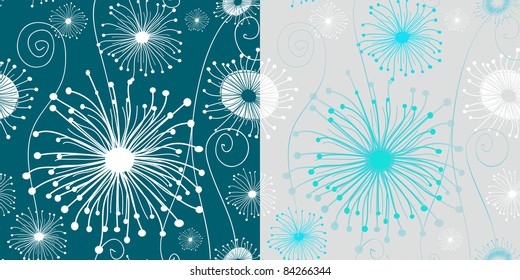 Vector Christmas Ornament with  Snowflakes, 2 vector pattern.