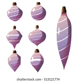 Vector christmas ornaments collection . Set of new year , christmas decorations . colored balls .