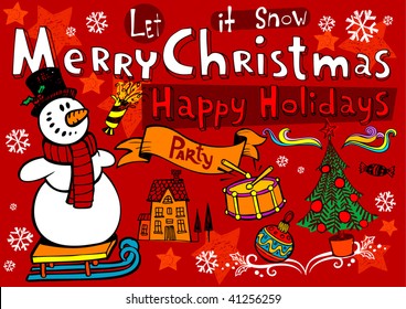 Vector Christmas Ornaments, Doodles.