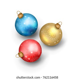 Vector Christmas ornaments lying on a white background