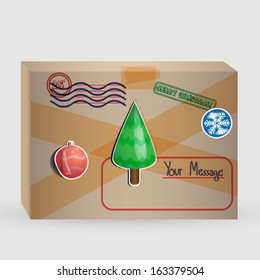 Vector Christmas package box illustration