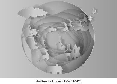 Vector Christmas paper cut vector background and design for New Year Illustration