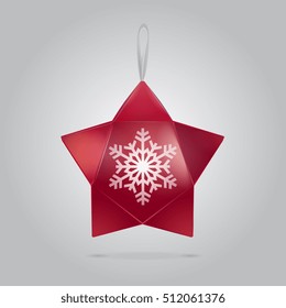 Vector Christmas Paper Decoration With  Silk Bow And Snowflake