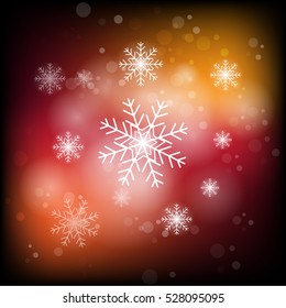 Vector Christmas Party design background template red color with snowflake star and bokeh. Vector illustration EPS10