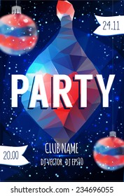 Vector Christmas Party design template. Easy editable vector file. Elements are layered separately.