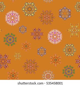 Vector Christmas party design template. Abstract Christmass illustration with snowflakes on a yellow background.