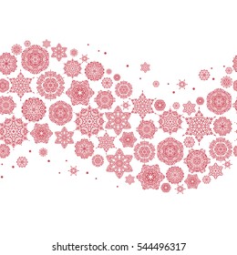 Vector Christmas party design template. Abstract Christmass illustration with pink snowflakes on white background.