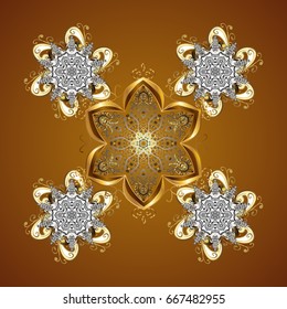 Vector Christmas party design template. Abstract Christmass illustration with snowflakes on a brown background.