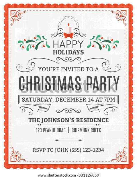 Vector Christmas Party Invitation Dummy Text Stock Vector (Royalty Free ...