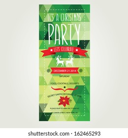Vector christmas party invitation with toys. Holiday background and design banner. Vector template with xmas graphic.