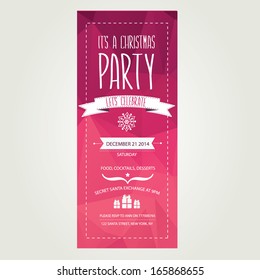 Vector christmas party invitation with toys. Holiday background and design banner. Vector template with xmas graphic.