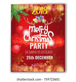 Vector Christmas Party poster design template. Vector illustration