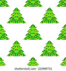 Vector Christmas pattern with abstract geometric trees