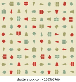 Vector christmas pattern. Colorfuly Christmas seamless texture. For background, greeting card or wrapping paper.