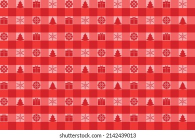 Vector christmas pattern for fabric or other industrial uses
with snowflakes, gifts and christmas trees 