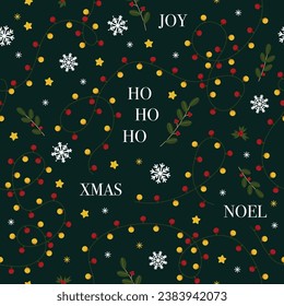 vector christmas pattern with garlands, snowflakes, stars