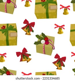 patrón de navidad vectorial, adorno de regalo, decoración festiva alegre