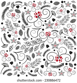 Vector Christmas pattern with ornaments. Illustration and Vector design.to use for background, card, website, wallpaper, decoration.