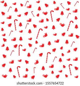 Vector Christmas pattern. Repeat the Christmas tree, stockings and Santa Stick.