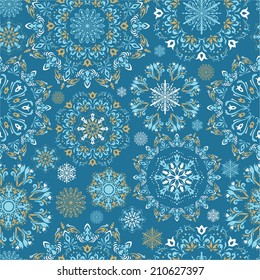Vector christmas pattern | Seamless background with ornamental snowflakes for designs, cards, invitations