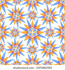 Vector Christmas pattern with Christmas stars in cartoon style.