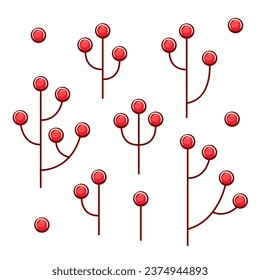 Patrón vectorial de Navidad con bayas de viburnum al estilo de las caricaturas.