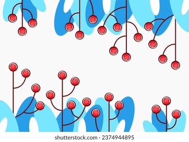 Vector Christmas pattern with viburnum berries in cartoon style.