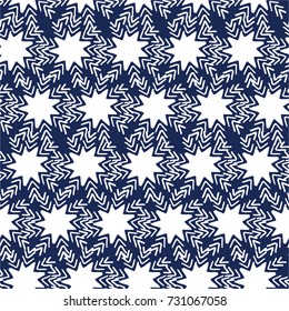 Vector christmas pattern with white snowflakes on blue background