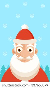 Vector Christmas Postcard with Funny Cartoon Santa Claus