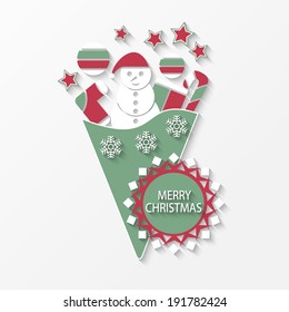 vector christmas postcard with toys