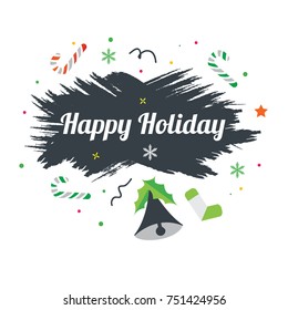 Vector Christmas Poster Design Template. Happy Holiday