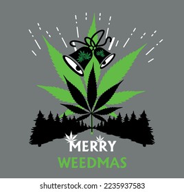afiche de navidad vectorial con árbol de navidad cannabis