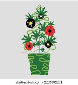 Vektor-Weihnachtsplakat mit Weihnachtsbaum-Cannabis