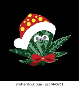 afiche de navidad vectorial con árbol de navidad cannabis