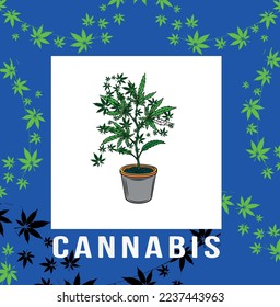 vector christmas poster with christmas tree cannabis