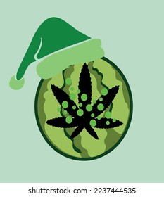 vector christmas poster with christmas tree cannabis