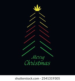 vector christmas poster with christmas tree cannabis