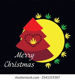 cartaz de natal vetor com cannabis árvore de natal
