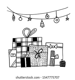 vector Christmas presents and garland 